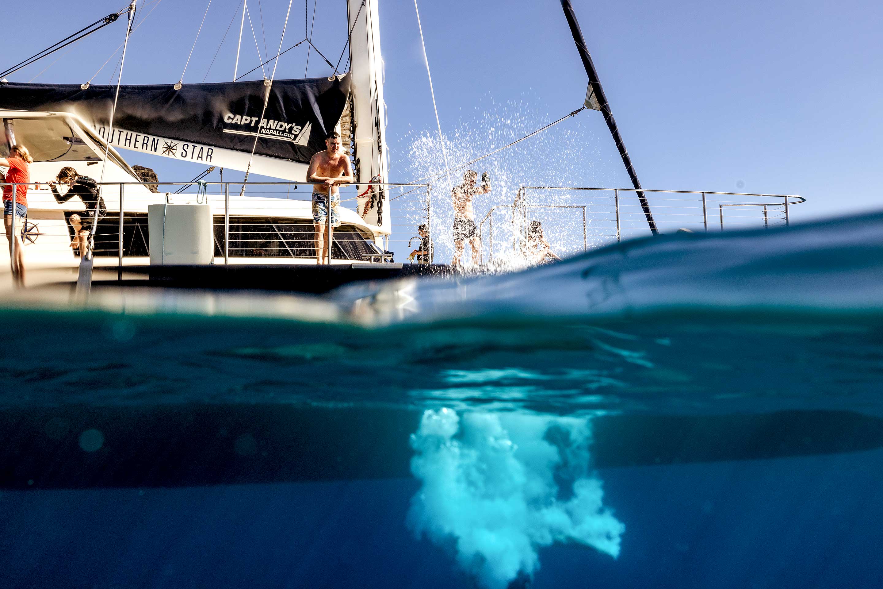 Jumping off a private Napali boat tour.