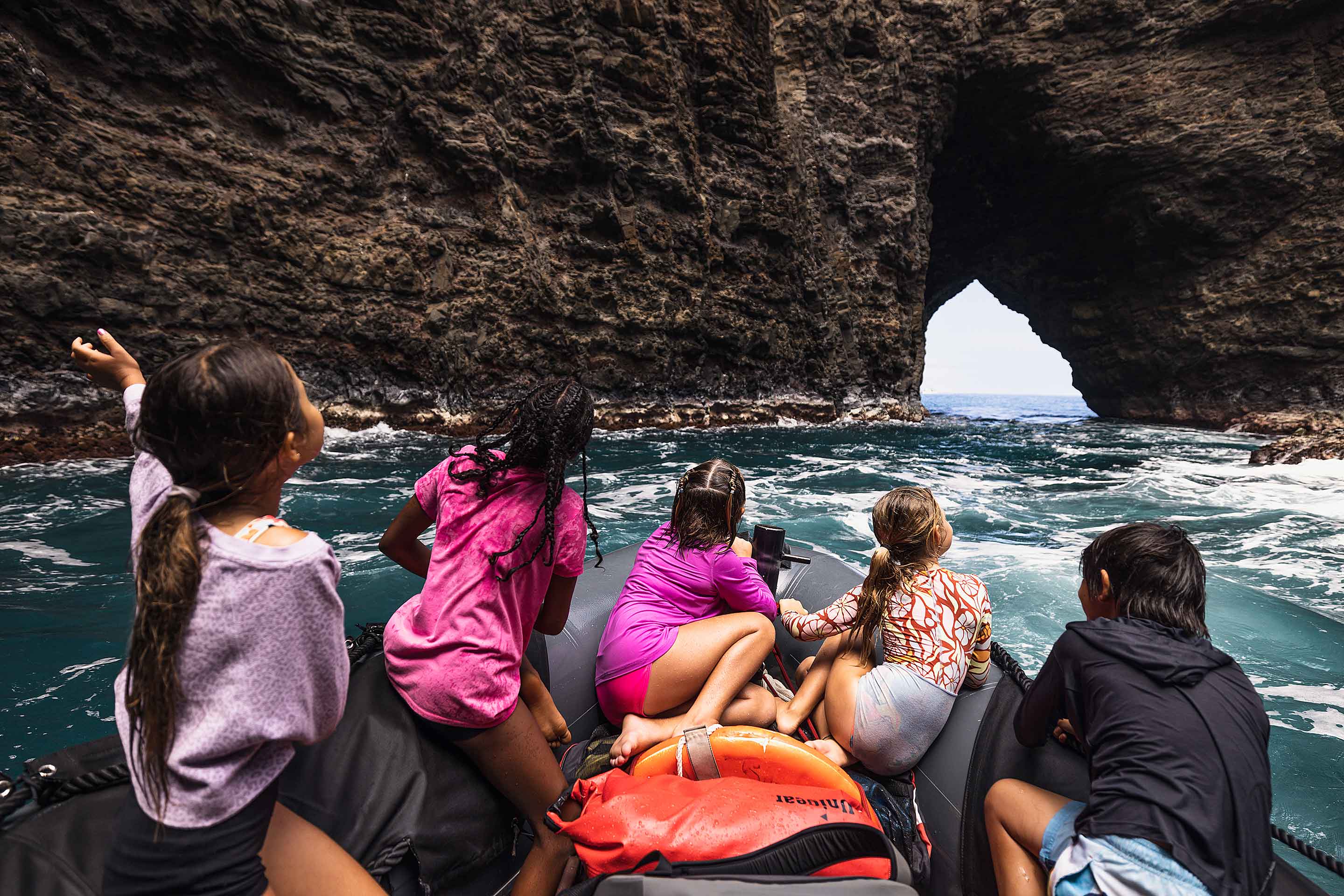 Capt Andy's Kauai ocean adventures zoom you in and out of sea caves.
